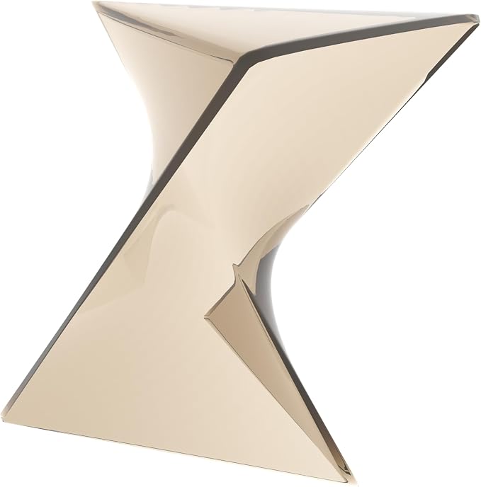 LeisureMod 15.75" Triangular Side Table, Stackable Plastic Accent End Table for Indoor & Outdoor Use, Weather-Resistant Modern Patio & Living Room Table, Set of 2, Amber (Transparent)