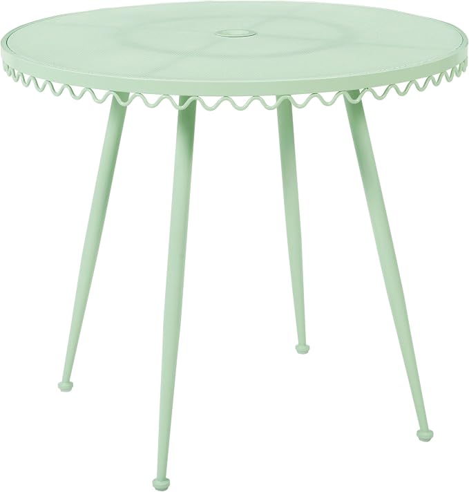 First of a Kind Wrought Outdoor Dining Table in Mint Green Iron