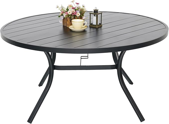 58 inch Large Outdoor Patio Round Dining Table Suit 6-8 Person All Weather | Large Table, Round Dining Table, 6-8 Person Table, 4.8ft Metal Table, All Weather