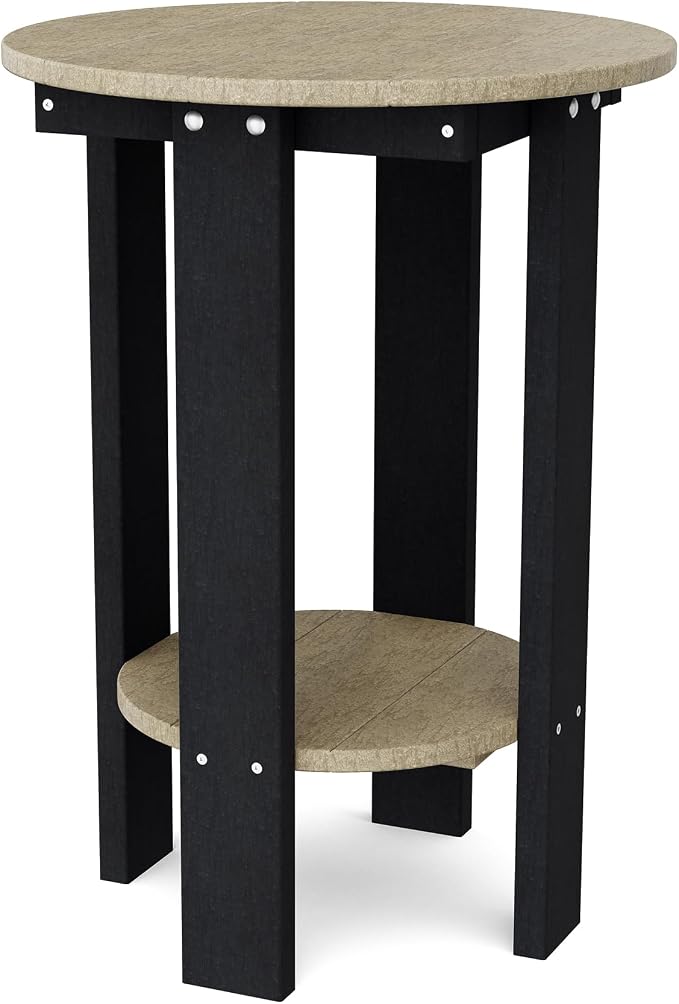 Wildridge Heritage Balcony Table, Weathered Wood and Black - Outdoor Weather Resistant Recycled Plastic Furniture for Patio