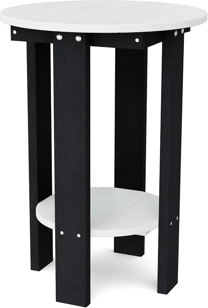 Wildridge Heritage Balcony Table, White and Black - Outdoor Weather Resistant Recycled Plastic Furniture for Patio