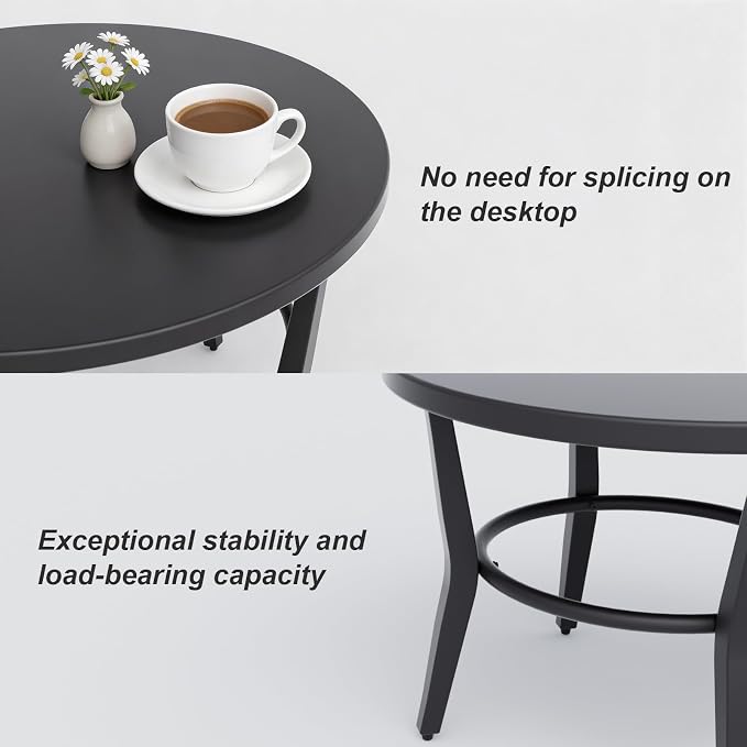 Kurapika Aluminum Patio Furniture Set 5-Seat Modern Metal Outdoor Conversation Sets w/5.1 Inch Cushion Patio Sectional Sofa with 2 Round Coffee Tables, Black