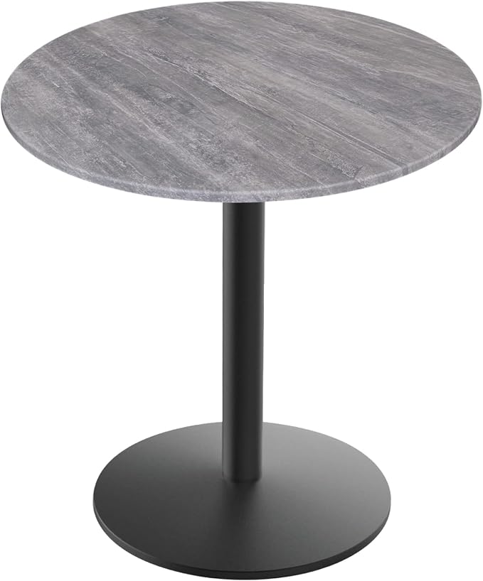 Holland Bar Stool Co. 30" Tall OD214 Indoor/Outdoor All-Season Black Wrinkle Table with 36" Diameter Greystone EuroSlim Top
