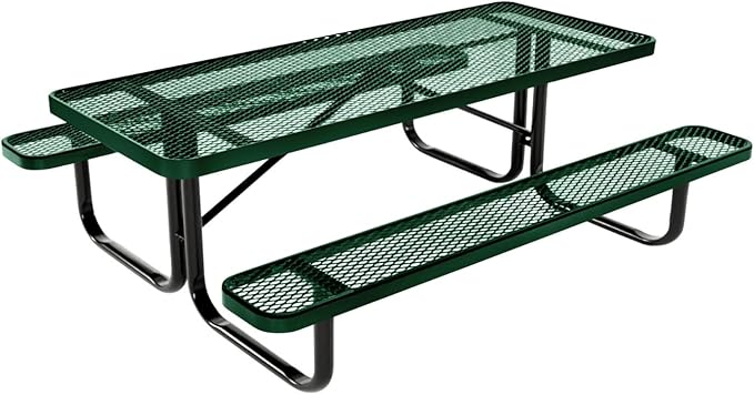 COATEDOUTDOORFURNITURE Heavy-Duty Portable Outdoor Kids Table, Expanded Metal Kids Picnic Table, Commercial-Grade Picnic Table, Made in America (6ft Rectangular, Childrens, Green)