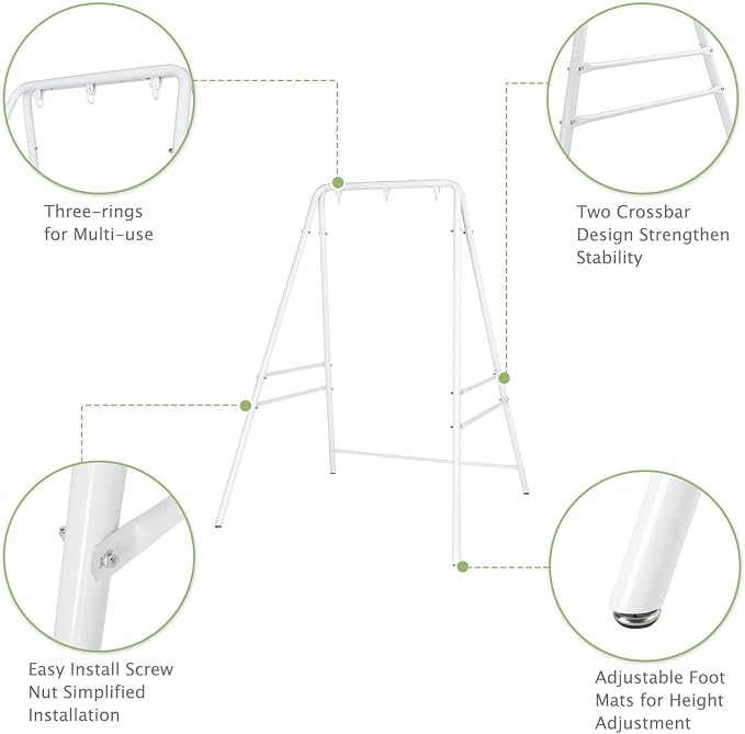 Sturdy Hammock Stand Only - Heavy Duty Frame, Max Stability Iron Frame for Relaxing, 25 LBS Lightweight Yet Strong, 30.31" Top Width, Fits Standard Hammock Chairs, Easy to Move & Store, White