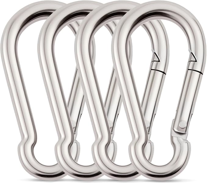 Hammock Hanging Kit, Load Capacity 1400 lb, Stainless Steel Hammock Hook Carabiner Set for Yoga Hammock Swing Chair Indoor Outdoor Relaxation (4-Pack Carabiner Clips)