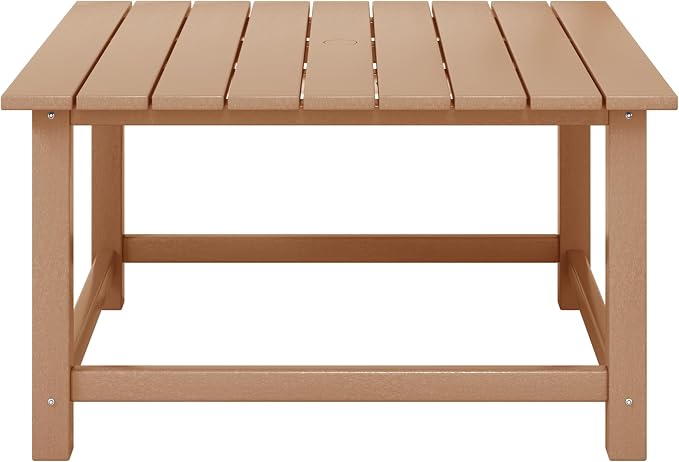 WestinTrends Malibu Low Outdoor HDPE Square Patio Coffee Table, Teak