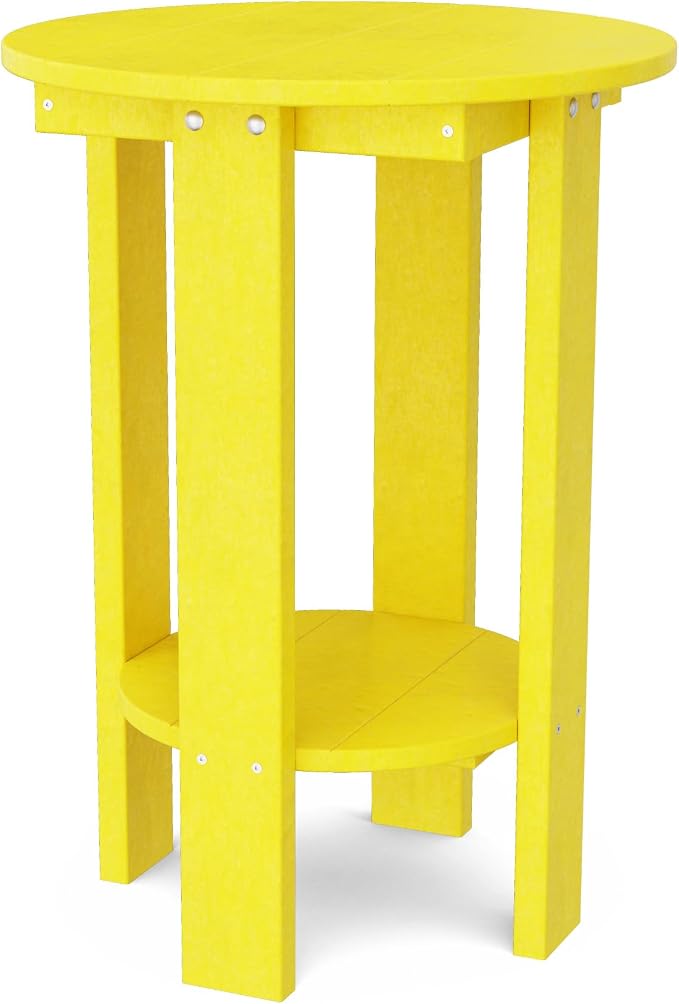 Wildridge Heritage Balcony Table, Lemon Yellow - Outdoor Weather Resistant Recycled Plastic Furniture for Patio