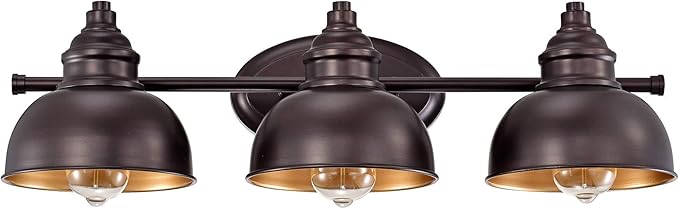 3 Light Bathroom Vanity Light, 7 Inch Oil Rubbed Bronze Wall Sconce Indoor, Modern Metal Wall Lights for Bathroom Bath Bedroom