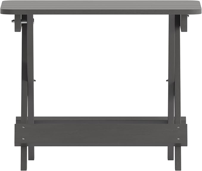 Flash Furniture Halifax Outdoor Folding Side Table, Portable All-Weather HDPE Adirondack Side Table, Gray