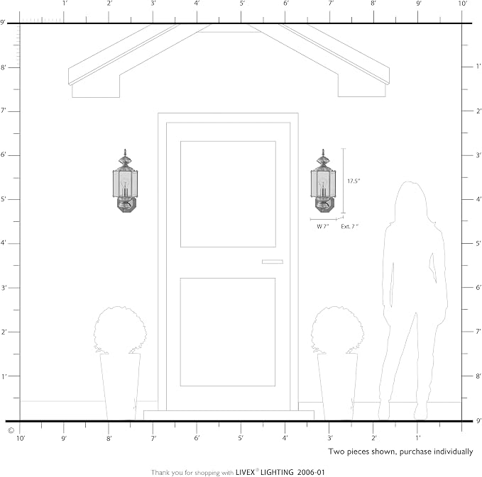 Livex Lighting 2006-01 Outdoor Wall Lantern, Antique Brass | Clear Beveled Glass Shades