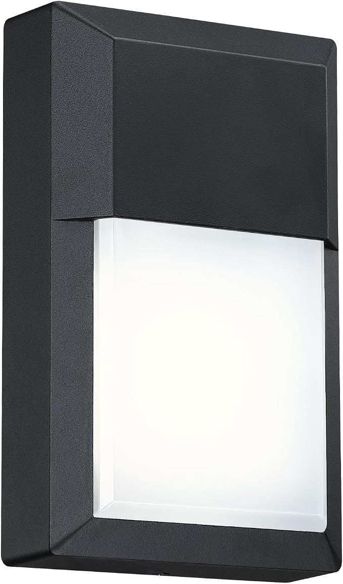 Outdoor Porch Light, LED Wall Sconce, Rustproof Aluminum | Modern Exterior Wall Light Fixture for House, Patio, Garage, 12W 1000 Lumen, Waterproof, 5000K, Black, 1 Pack