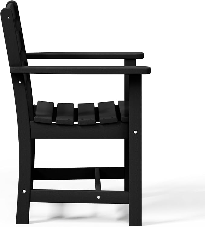 WestinTrends Ashore Outdoor HDPE Patio Classic Dining Arm Chair, Black