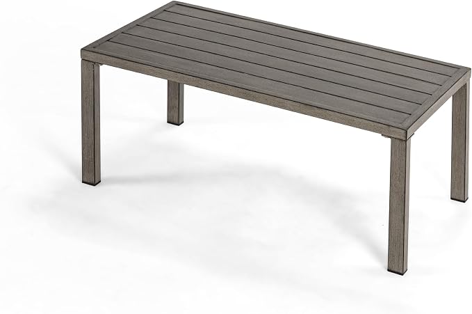 HAPPATIO Aluminum Patio Coffee Table, All-Weather Outdoor Coffee Table for Garden, Deck, Patio Furniture Center Table,Gray