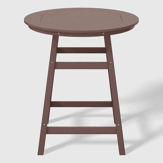 WestinTrends Outdoor 35" HDPE Round Patio Counter Height Bar Table, Dark Brown