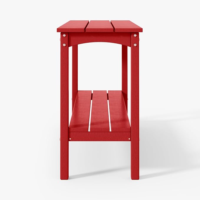 WestinTrends Malibu 55" Outdoor Patio HDPE Adirondack 2-Tier Shelf Console Table, Red