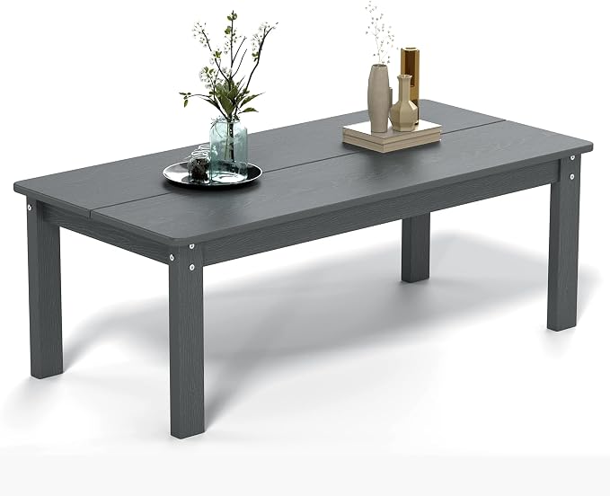 nevilywood Adirondack Coffee Table,HDPE All-Weather Wood Grain,Patio, Garden, Backyard,Gray