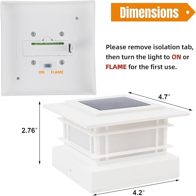 Dynaming 4x4 Solar Post Cap Lights Outdoor with Flickering Flame Light, 12 Pack White Shell Fence Post Solar Lights Fit Vinyl/Wooden Posts, Brightness LED Lighting Decor for Garden Deck Patio