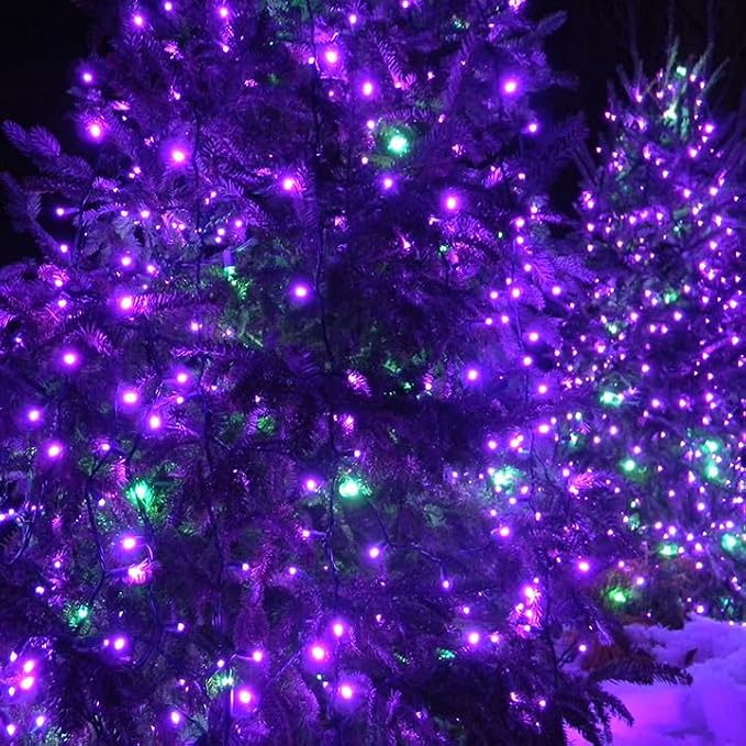 Solar Halloween Lights Outdoor 2 Pack 200 LED Solar String Lights Purple | 8 Lighting Modes, Memory Function, Auto On/Off, 66FT Waterproof Twinkle Lights for Outside Garden Party Tree Horror Decor