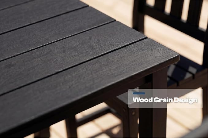 HDPE Outdoor Dining Set for 6, Modular Tables & 6 Armchairs | • Expandable 2-Table Combo • Dual 2" Umbrella Openings • 410 lbs High Weight Limit • All-Weather Polywood