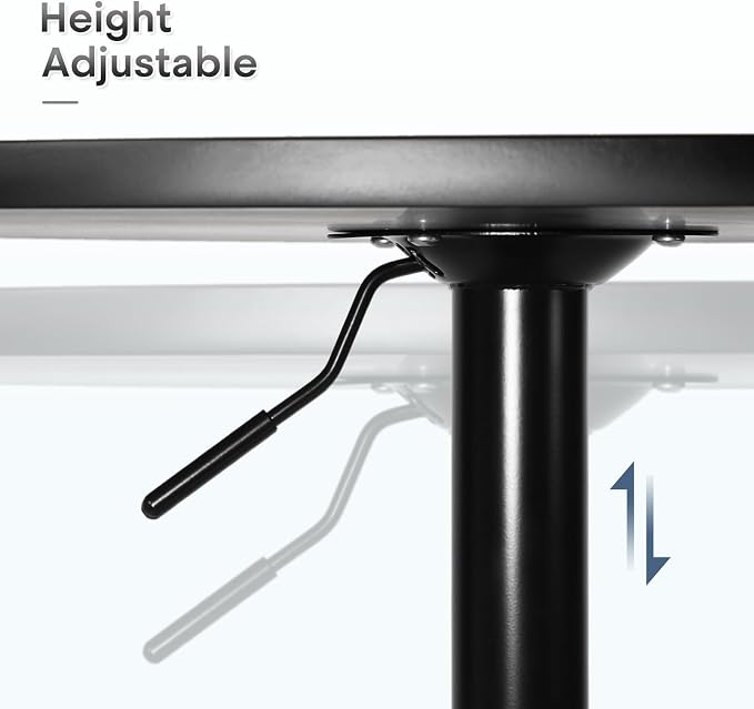 Athena Collection Bar Table Modern Round Cocktail Table Height Adjustable, Tall Bistro Pub Table with Sturdy Base, Suitable for Home, Kitchen, Pub, Restaurant, Silver