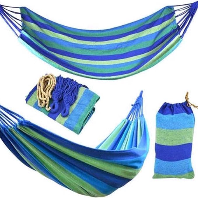 Leadigol Colorful Cotton Hammock,Outdoor Hammock Portable Hiking Single Hanging Bed Garden Hammock Swing Canvas Travel Bed Outdoors Camping Hanging Swing Sleeping Hammock