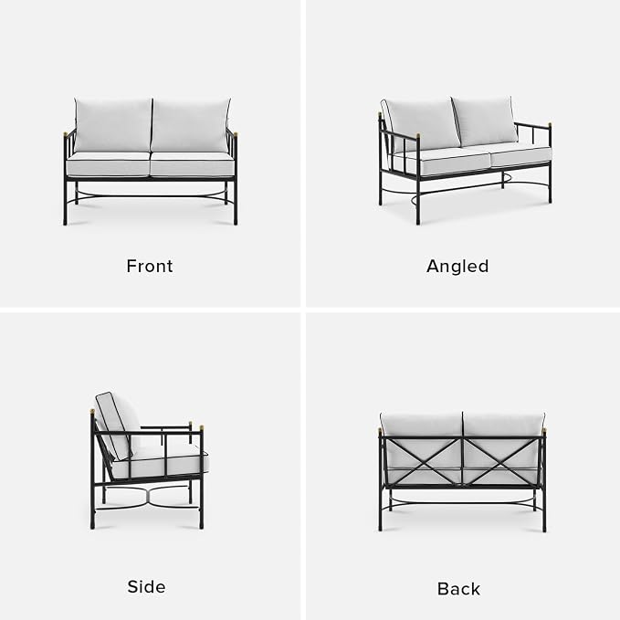 mopio Odelia Outdoor Patio Furniture Set Set of 2, Patio Loveseat with Coffee Table, Outdoor Furniture Conversation Piece for Outside Lounging at Lawn, Front Porch, Balcony, Apartments, Yard