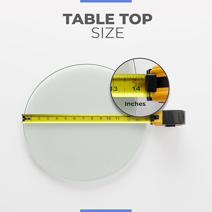 Round 14 Inch Clear Tempered Glass Table Top, 3/8" Thickness with Polished Flat Edge for Dining or Coffee Tables by Fab Glass and Mirror