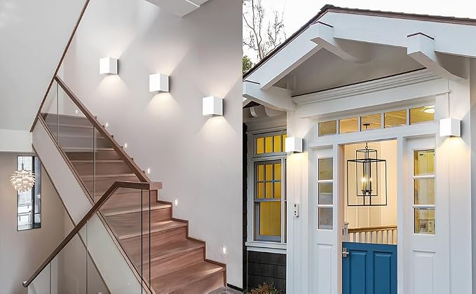 15W 3CCT Adjustable Up and Down LED Wall Sconce | White IP65 waterproof ETL certified 1300LM Exterior/Interior Lighting Fixtures for porches & patios