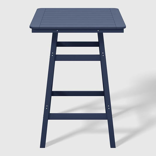 WestinTrends Malibu Square Outdoor Patio Bistro Bar Table with Umbrella Hole 42" Tall, Navy Blue