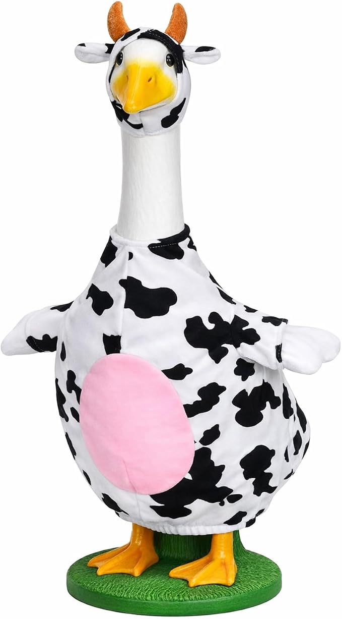 Honic Cow Goose Outfit Porch Cow Goose Clothes Fits 23" Cement Plastic Goose Statue for Outdoor Spring Garden Lawn Yard Patio Decor (Classic)