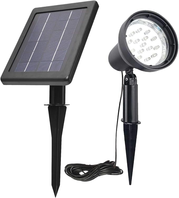 SUNLONG Solar Spotlights Outdoor Waterproof Bright Solar Wall Lights Led Security Flood Light Solar Powered for Flag Patio Front Door Driveways-Automatically Activates at Dusk to Dawn (Warm White)