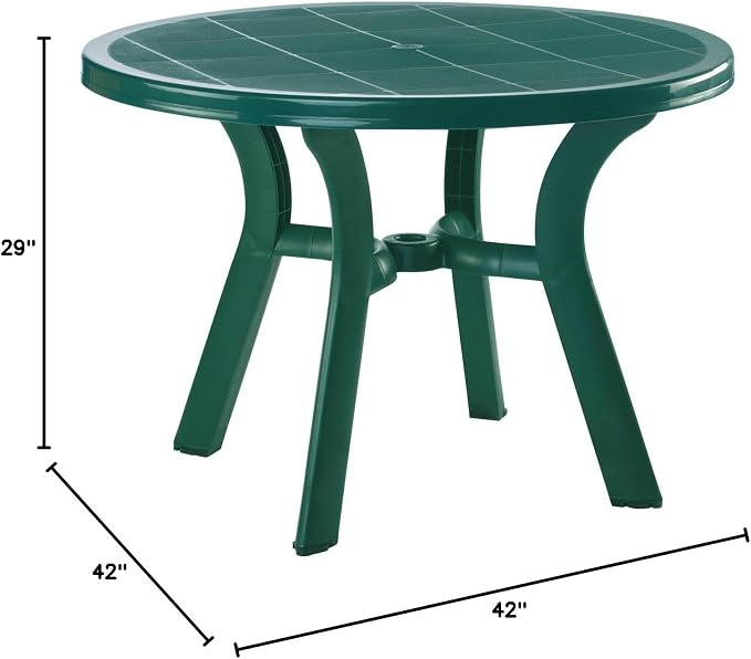 Compamia Truva 42" Round Resin Patio Dining Table in Green, Commercial Grade