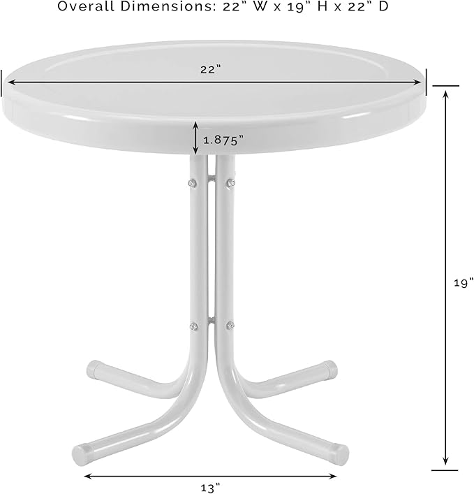 Crosley Furniture Griffith Weather Resistant Retro Metal Outdoor Side Table for Patio, Deck, Porch, Caribbean Blue