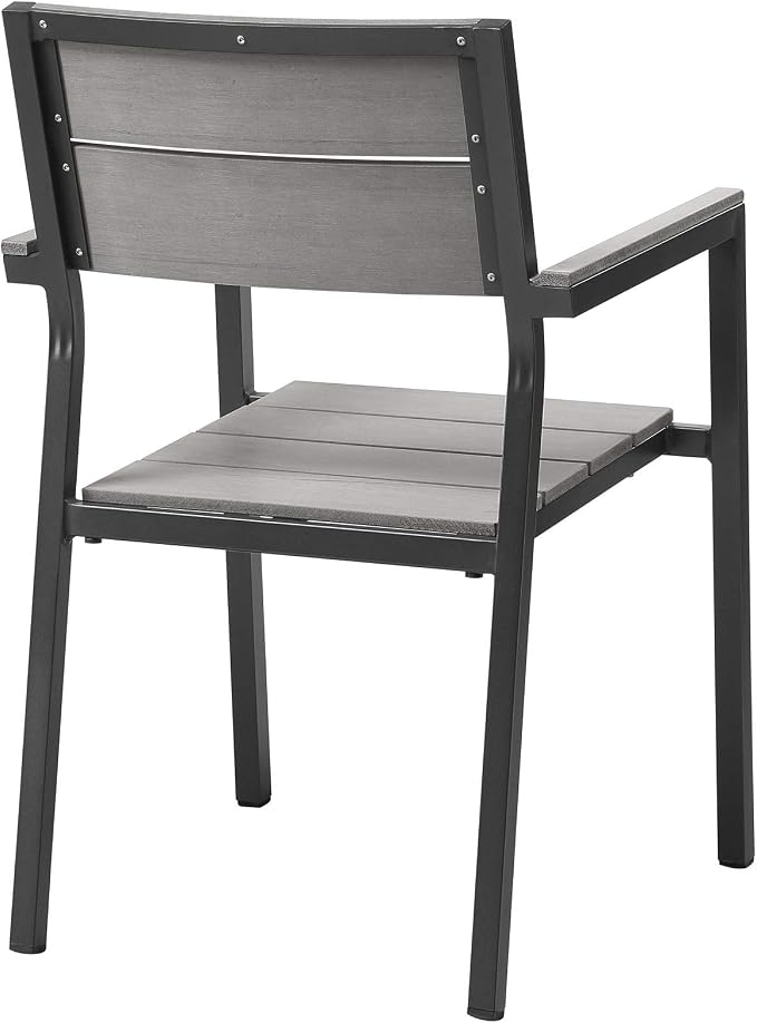 Lexmod Maine 9 Piece Outdoor Patio Dining Set in Brown Gray