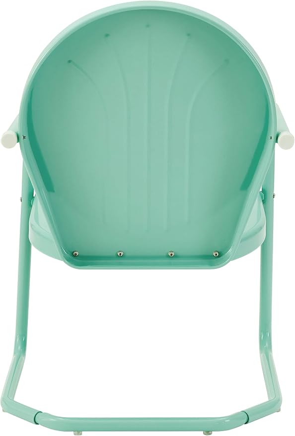Crosley Furniture Griffith 5-Piece Outdoor Dining Set for 4, Retro Metal Round Patio Table and Chairs, White and Aqua