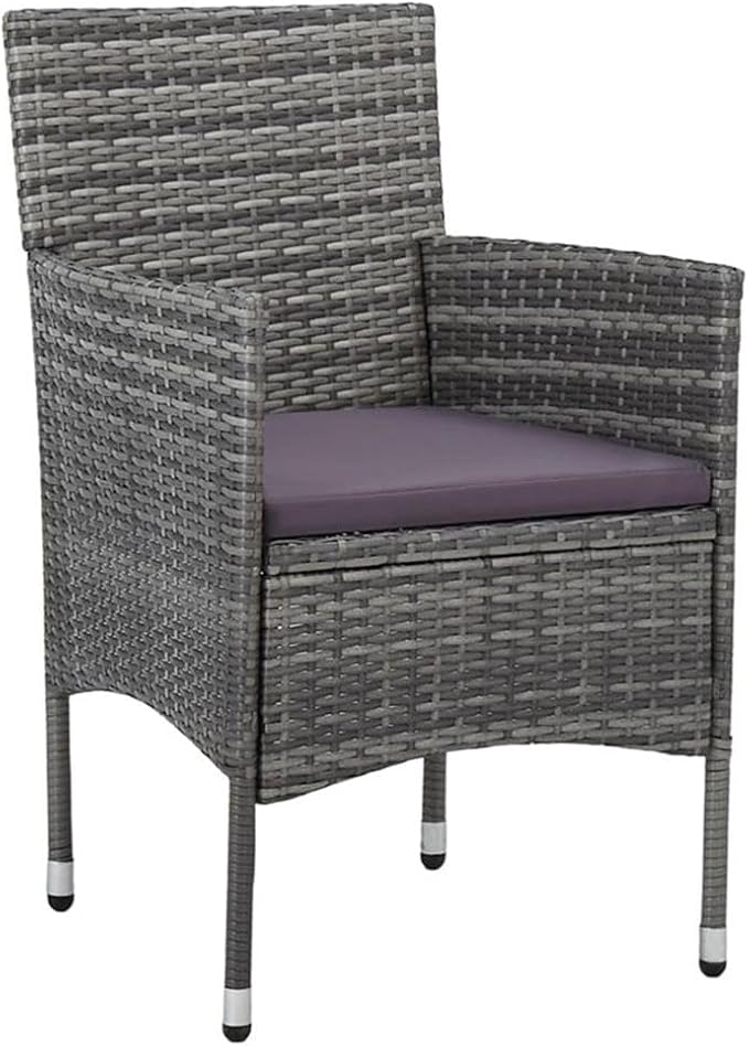 BOWERY HILL Rattan & Powder-Coated Steel Patio Dining Set, 31.5 x 31.5 x 29.5 in Table, Weather-Resistant Gray/Brown Finish, Removable Cushions, 3-Piece Outdoor Garden Terrace Furniture for 2