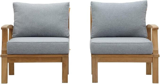 Modway EEI-1822-NAT-GRY-SET Marina Premium Grade A Teak Wood 2-Piece Outdoor Patio Furniture Set, Natural Gray