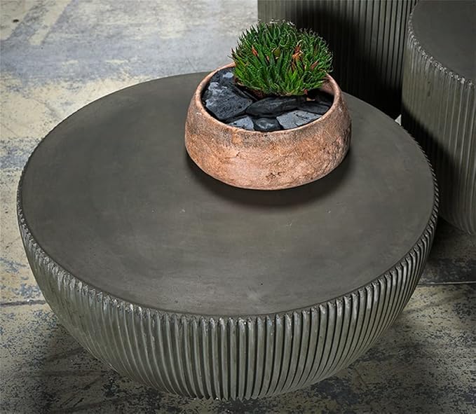Outdoor Fiberglass Bowl Shape End Table Center Round Coffee Set Living Room Furniture