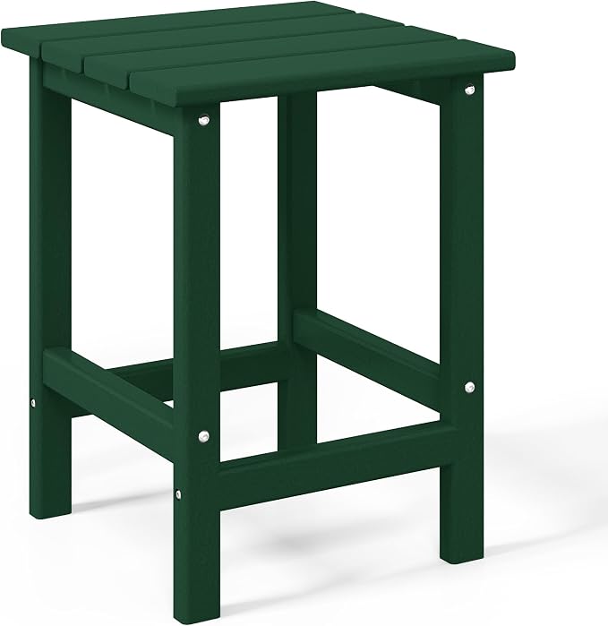 WestinTrends Malibu Square Outdoor Side Table for Adirondack Chair, Dark Green