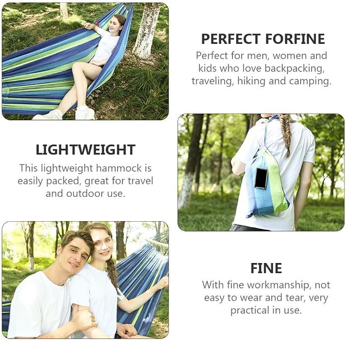 Widened Double Hammock for Adults Camping Hiking Swing Portable Outdoor Travel Hammock Sturdy and Canvas