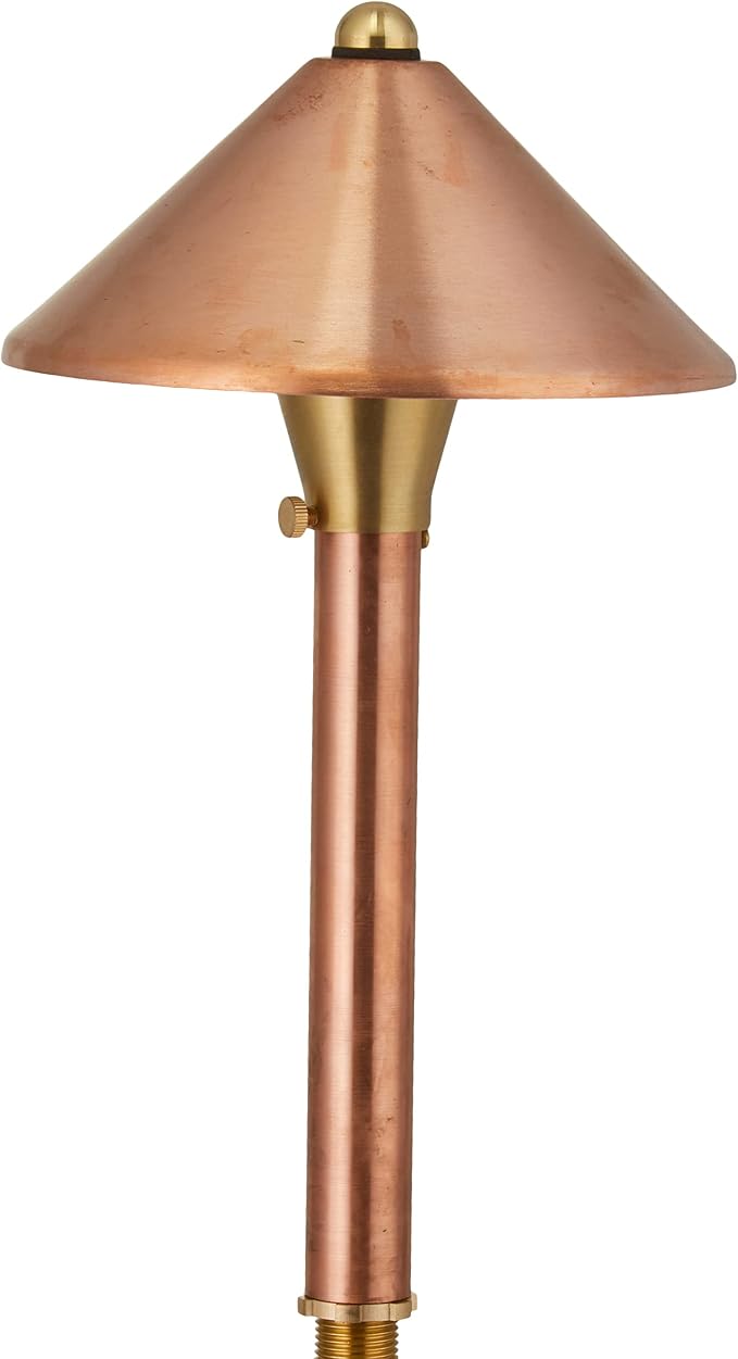 VOLT Conehead 12V Copper Mini Path Light & 3W 2700K G4 LED Bulb | 8-Foot Diameter Illumination, 300 Lumens, Warm White Light, Low Voltage, Ideal for Pathway Walkway Garden Driveway or Patio