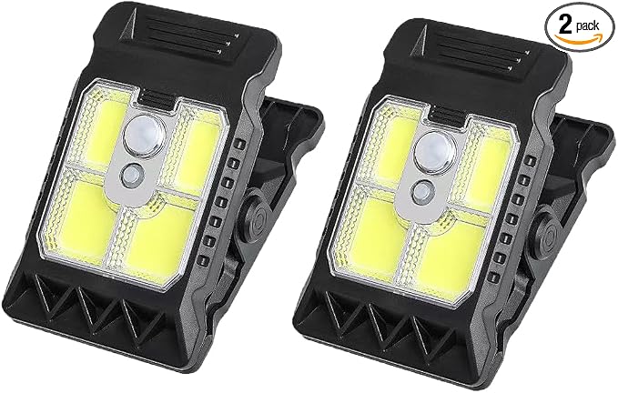 Solar Clip Lights Outdoor, Motion Sensor LED Clip On Lights, IP65 Waterproof Solar Powered Security Lights for Patio Fence Garage Yard Camping 2 Pack