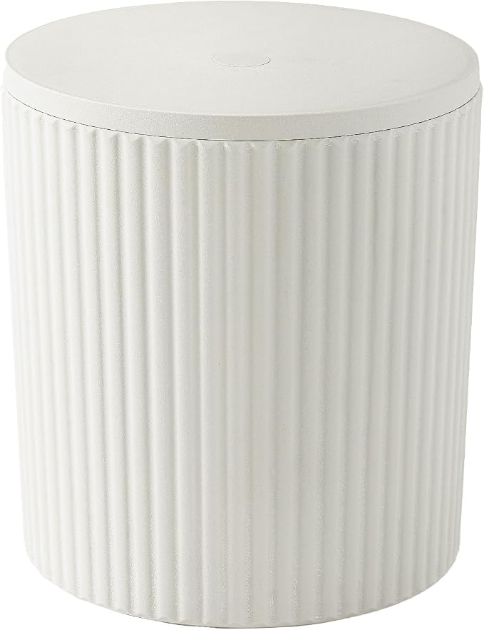 COSIEST Outdoor Side Table with Umbrella Hole,Patio Umbrella Stand Fits 1.5"-1.9" Pole,Durable Umbrella Side Table for Garden, Deck & Pool,Easy Assembly,White