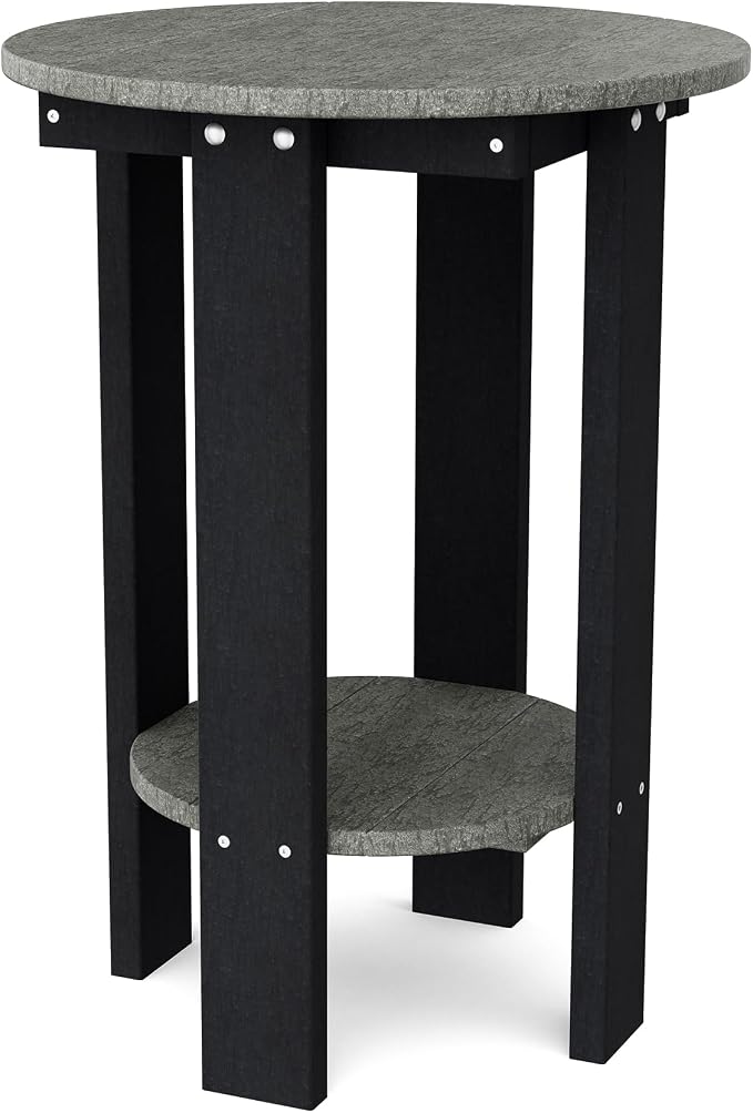 Wildridge Heritage Balcony Table, Dark Gray and Black - Outdoor Weather Resistant Recycled Plastic Furniture for Patio