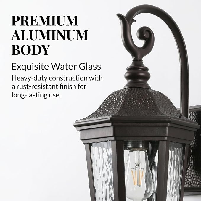 Black Exterior Wall Sconces, 21'' Large Outdoor Porch Light Fixtures