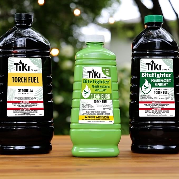 TIKI Citronella Torch Fuel – 3/4 Gallon (100 oz.) 2-Pack, Easy Pour, Long-Lasting for Outdoor Torches & Table Torches, with Citronella & Lemongrass Oil, for Patio, Garden & Backyard Use
