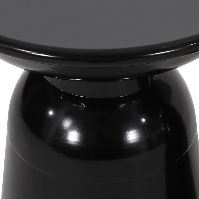 Merax Iron Patio Side Table 15"x21" Modern Art Design Weather Resistant End Table for Indoor Outdoor Patio Backyard Pool (Black)