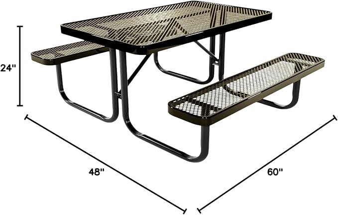 COATEDOUTDOORFURNITURE Heavy-Duty Portable Outdoor Kids Table, Expanded Metal Kids Picnic Table, Commercial-Grade Picnic Table, Made in America (4ft Rectangular, Childrens, Textured Gold Vein)