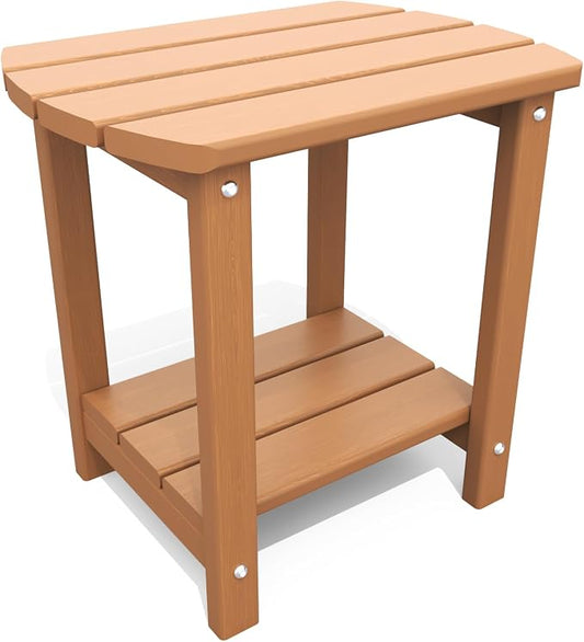 THOEOE Adirondack Outdoor Side Table, 2-Tier Sturdy Patio End Table Weather Resistant, Morden Side Table for Patio, Pool, Porch, Wood